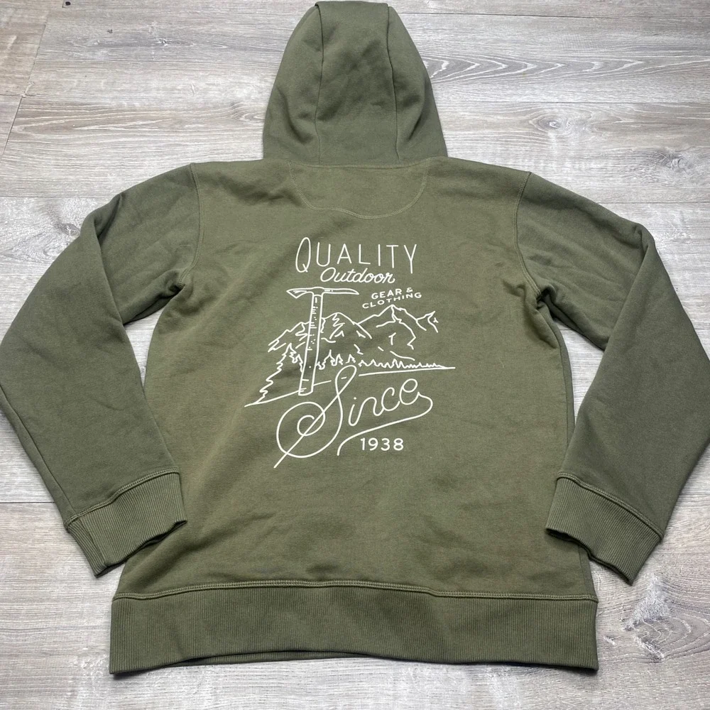REI Co-op Hoodie Mens S Green Eras of the Co-op 40s Graphic Fleece Outdoor Sweat